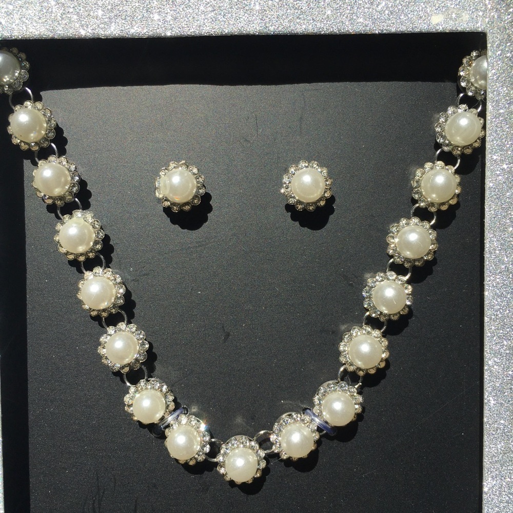 Genuine Crystal Necklace and Earring Matching Set